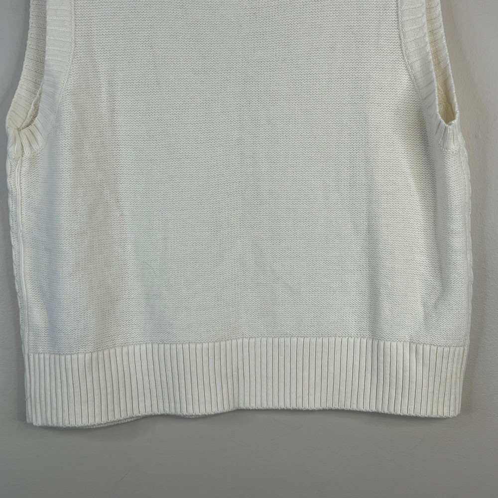 Old Navy Chunky Cable Knit Sweater Vest Women Large Varsity Preppy Layer Neutral - Picture 9 of 11
